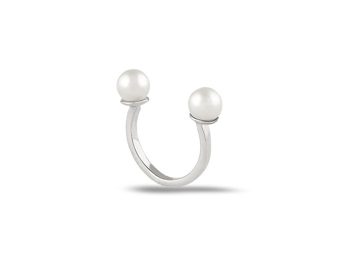Pearl Ring Sterling Silver Ring with white Pearl Statement Ring Open ring Bridesmaid ring Gift idea