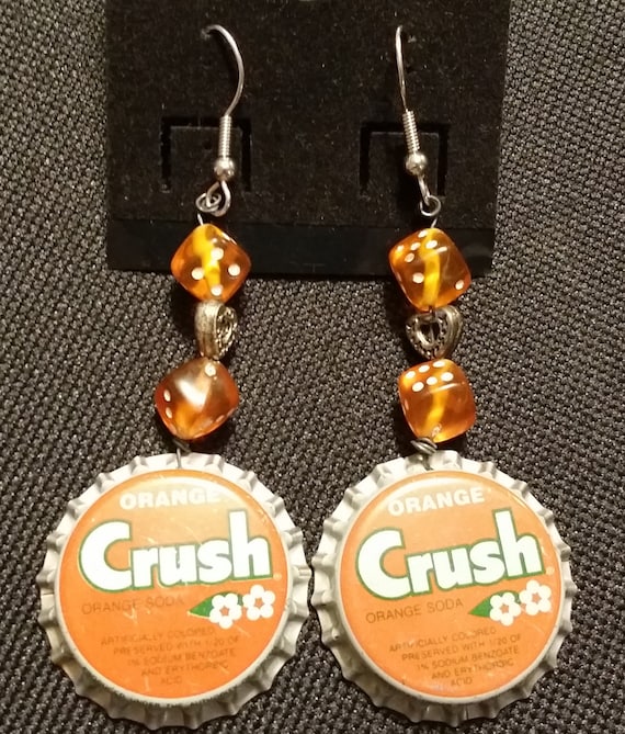 Orange Crush Bottle Cap Earrings