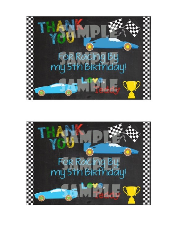 Printable RACE CAR THANK You Card Racing Thank You Card
