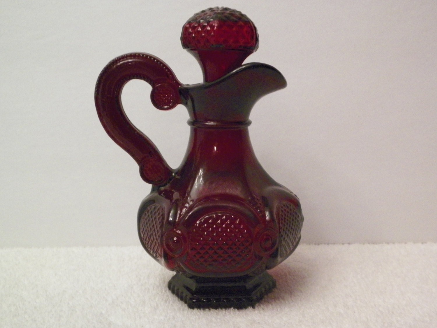 Avon Ruby Red Glass Mini Decorative Pitcher / by JSVintageVillage