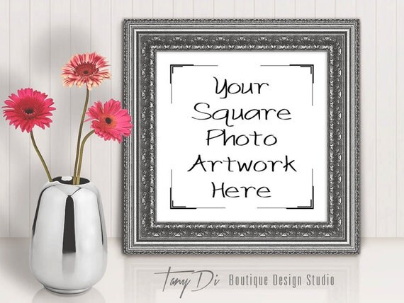 Download Square Old Silver Frame on Table wtih by TanyDiDesignStudio