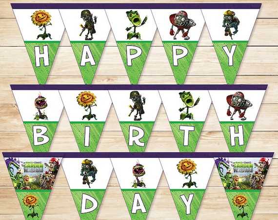 plants vs zombies birthday banner printable