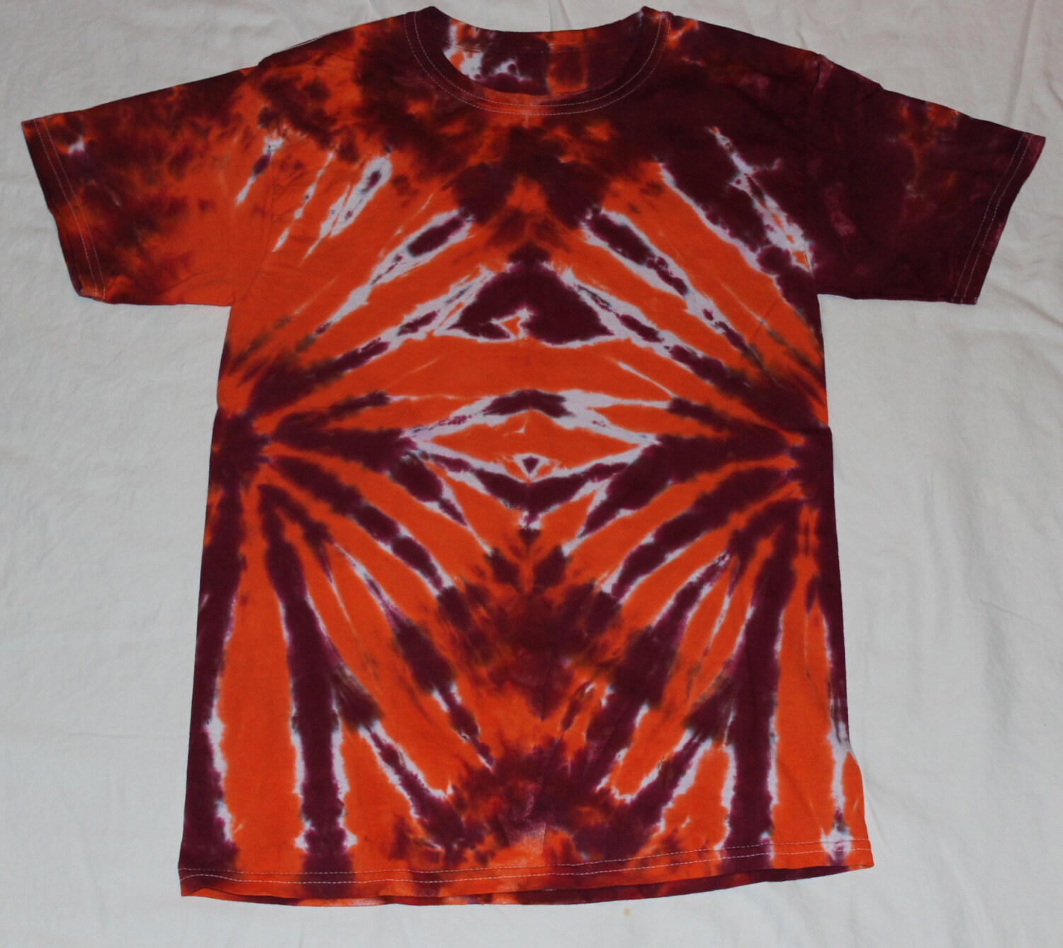 Tie Dye Maroon and Orange Virginia Tech Short Sleeve T by TieAlive