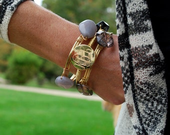 Monogrammed Wire Wrap Bracelet Set
