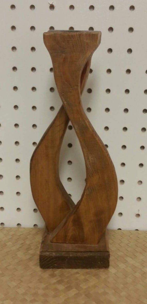 MCM Mod Wavy Wood Candle Holder Funky Retro by VivaEclecticVintage