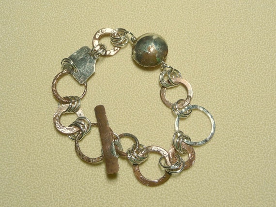 Sterling silver and copper chain bracelet