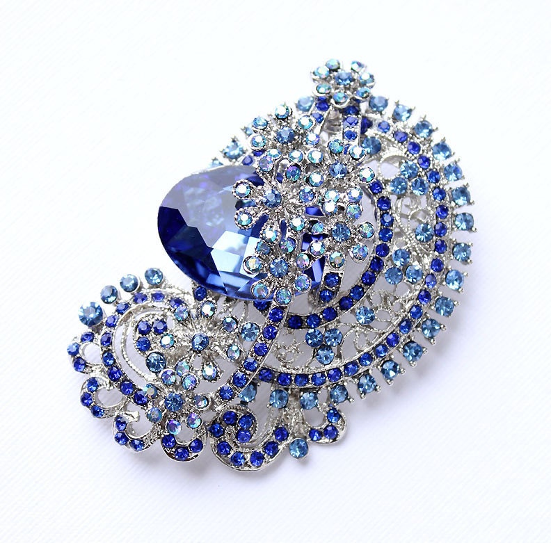 Blue Brooch Royal Blue Broach Something Blue Brooches
