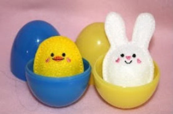 Bunny and Chick Animal Egg Softies for the 4x4 hoop