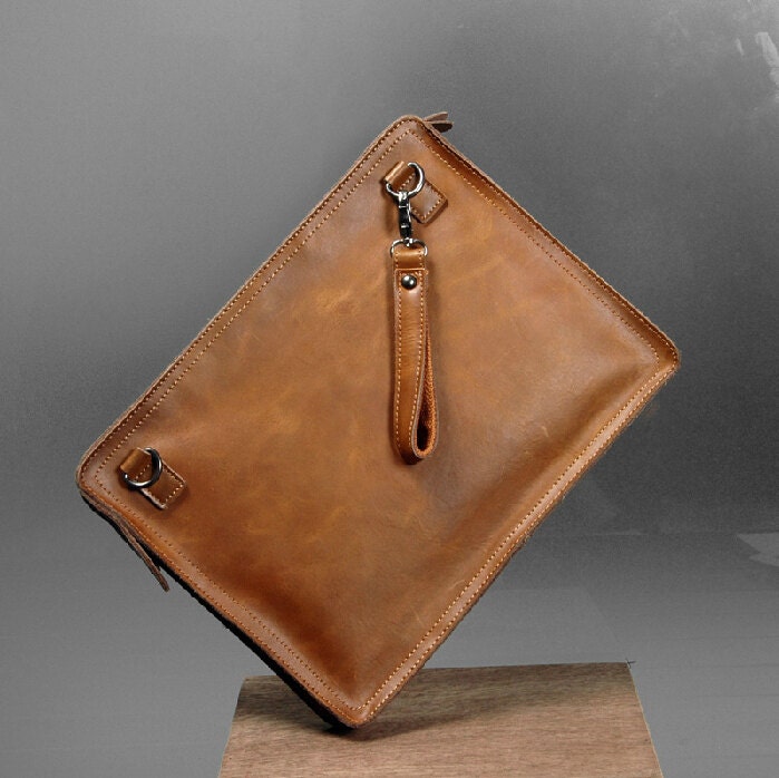 Handmade men's cowhide leather wrist bag men's by TwoStepFromHell