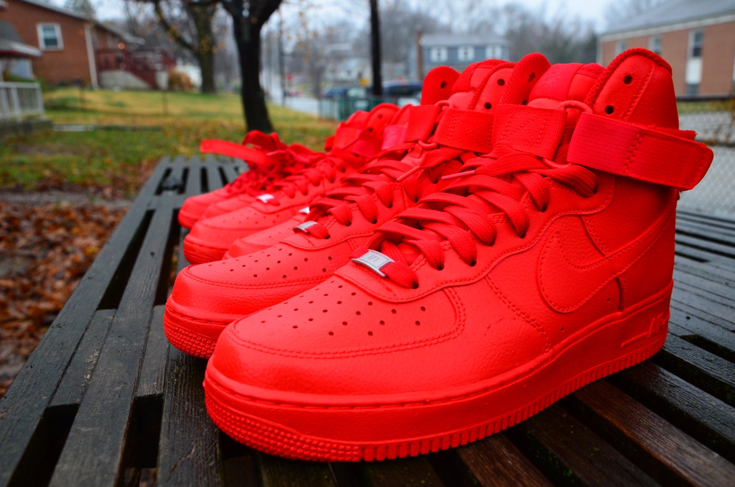 Candy Paint Nike Air Force 1 Customs in All Red by SieratoClothing