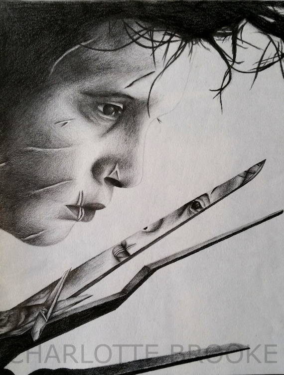 Edward Scissorhands Pencil Portrait Drawing Print