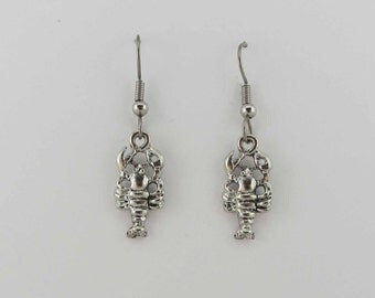 Lobster Charm Earrings - Lobster Earrings - Lobster Charm - Lobster Gift - Love Lobster -Maine Lobster Bake - Lobster Jewelry Beach Wedding