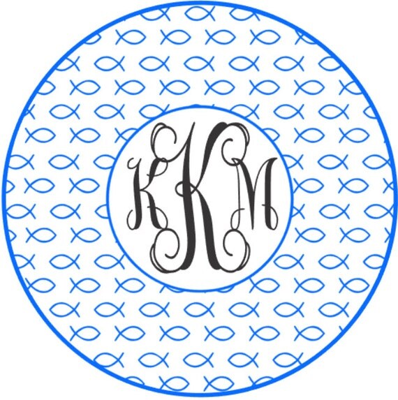 Download Items similar to Christian Fish Circle Monogram Frame SVG ...