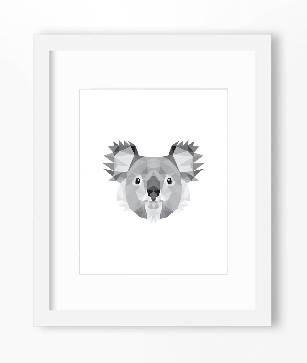 Koala Print Koala Art Koala Wall Art Geometric Koala by Abodica