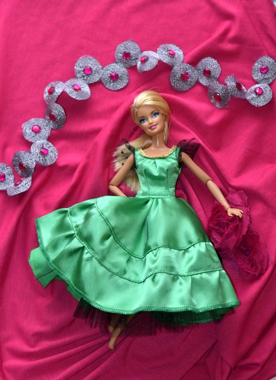 Barbie doll dress evening dress green evening dresshandmade