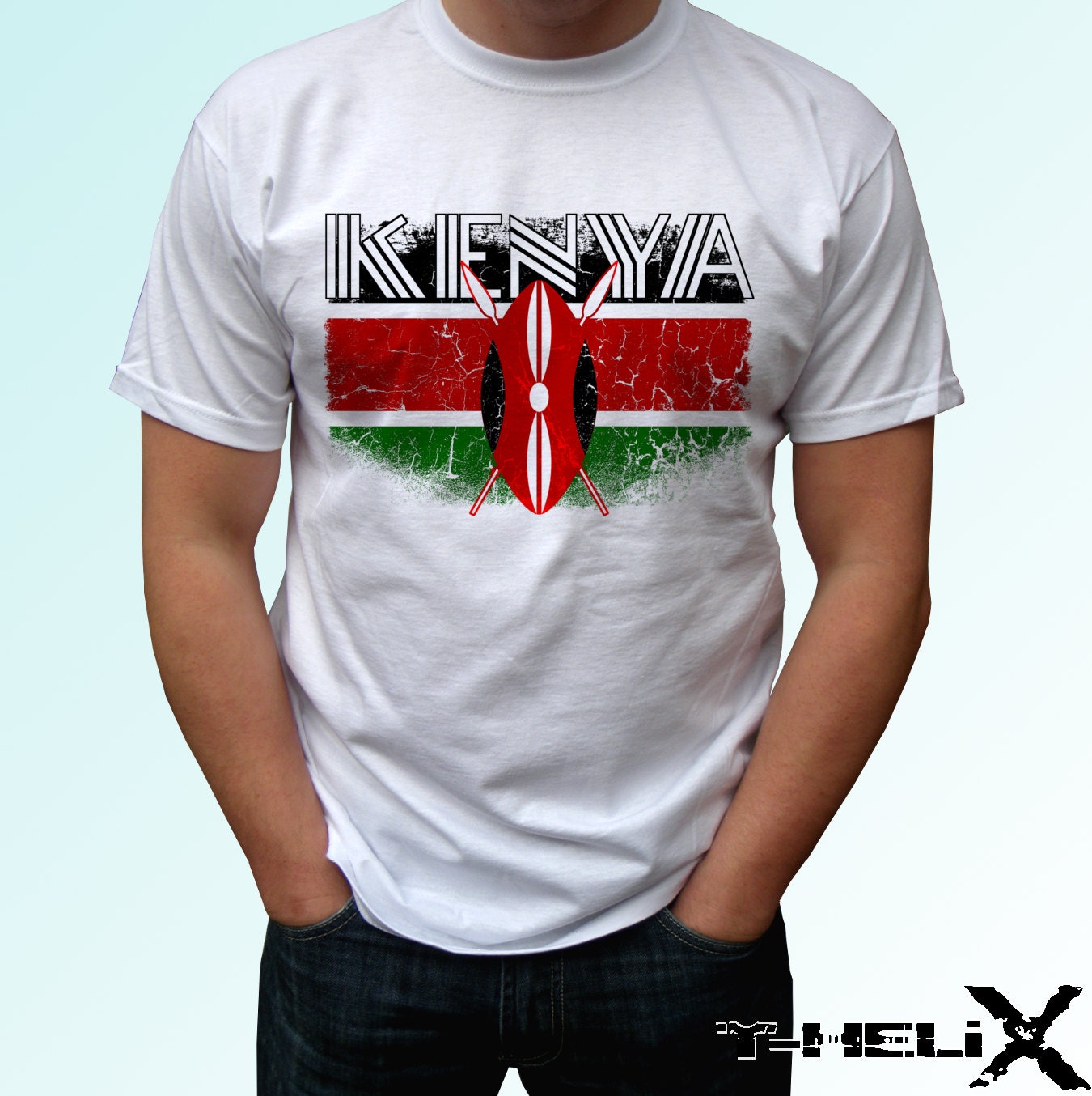 Kenya flag new white t shirt country print design mens