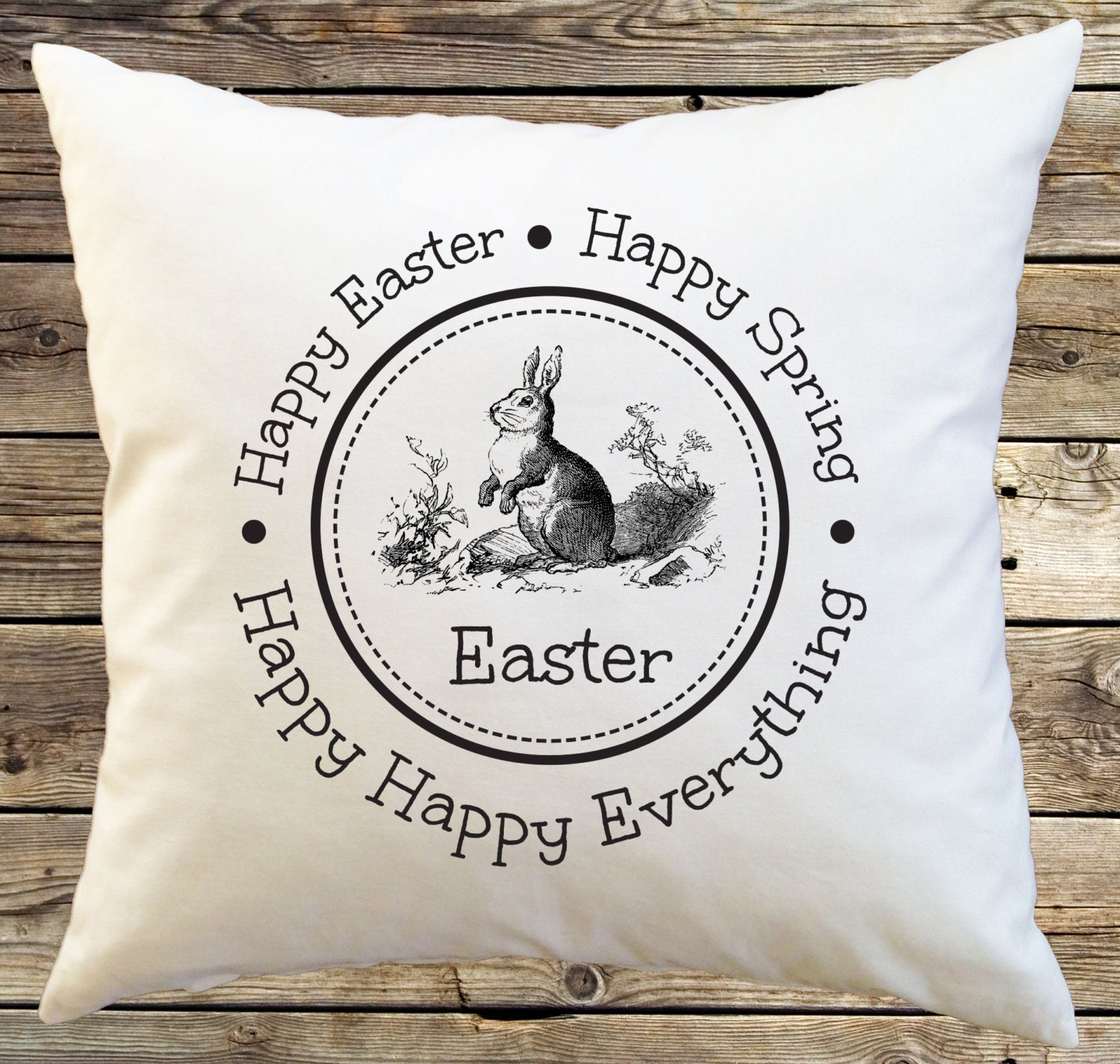 Easter Throw Pillow Cover Happy Easter Spring Bunny / Pillow