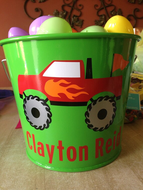 Items similar to Monster Truck, Easter Basket, Easter Bucket, Easter, 5