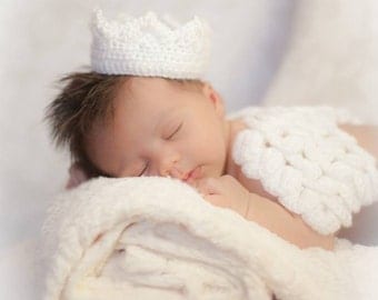 Crochet Newborn Angel Wings & Crown Photo Prop
