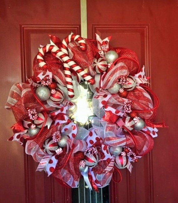 Sale Candy Cane themed wreath candy cane by SassySouthernThings