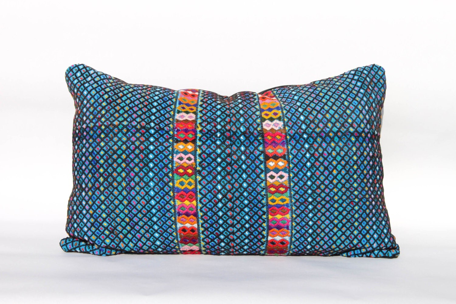 Blue Boho Chic Lumbar Pillow 12x20 Global Decor
