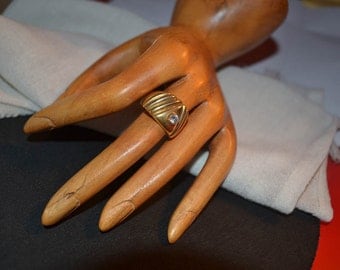 Vintage sterling silver-gold plated ring -2700 with zirgon size 7.75