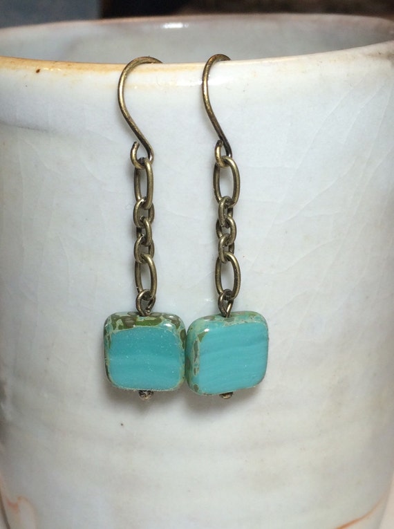Glass Square Bead Earrings