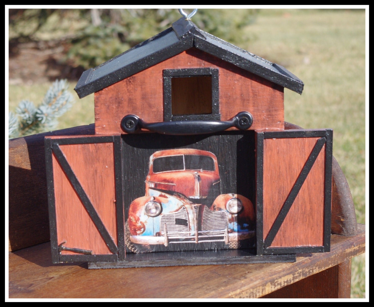 Grandpa's Garage Birdhouse with vintage touches by BirdieBliss