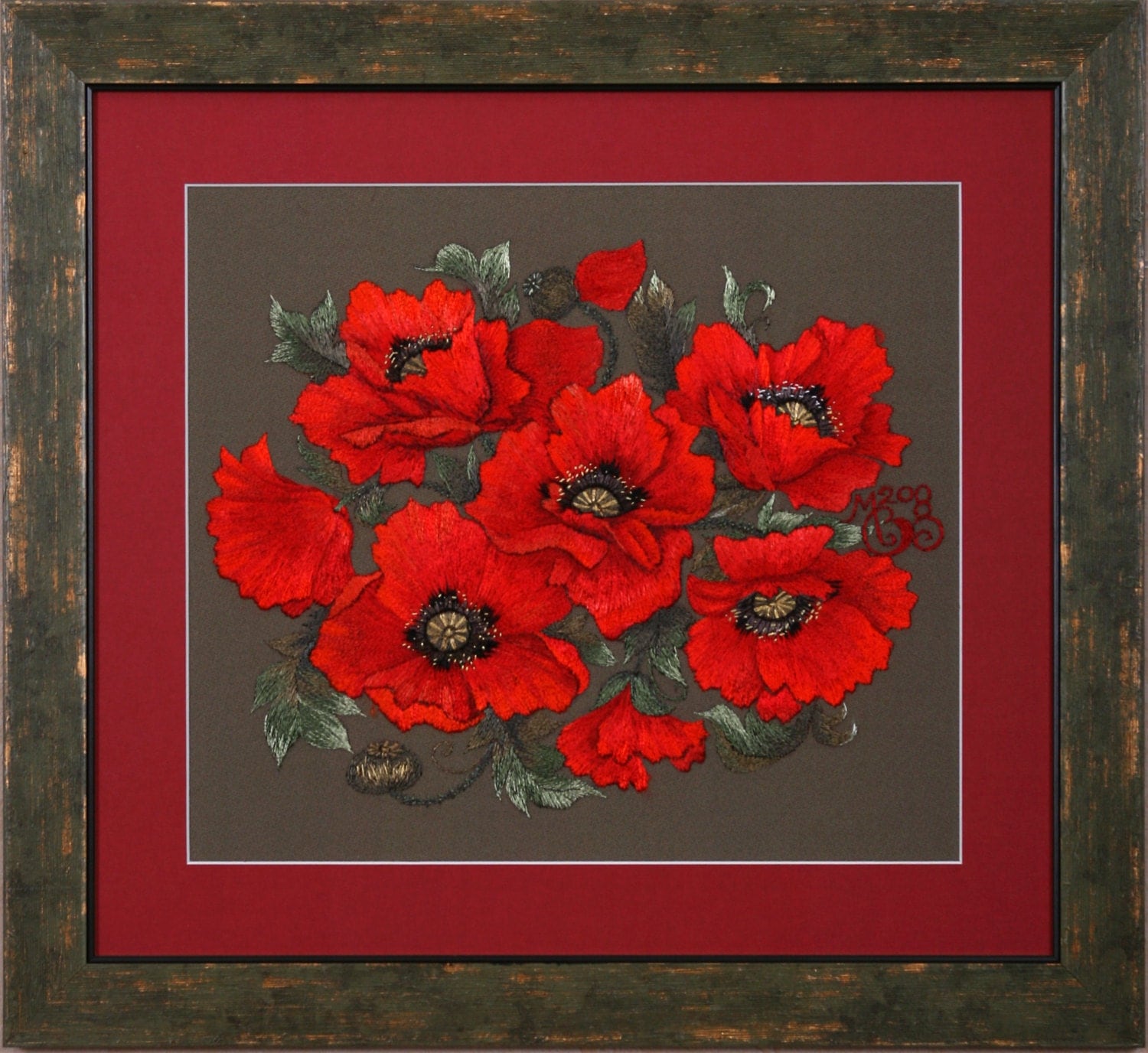 Poppy embroidery picture colorwork embroidery of poppies Poppy embroidery picture colorwork embroidery of poppies
