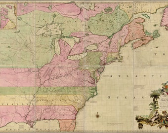 modern daymap of north america in 1784