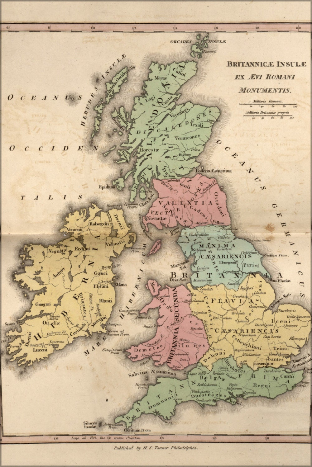 24x36 Poster Map Of Great Britain During Roman Empire 1826