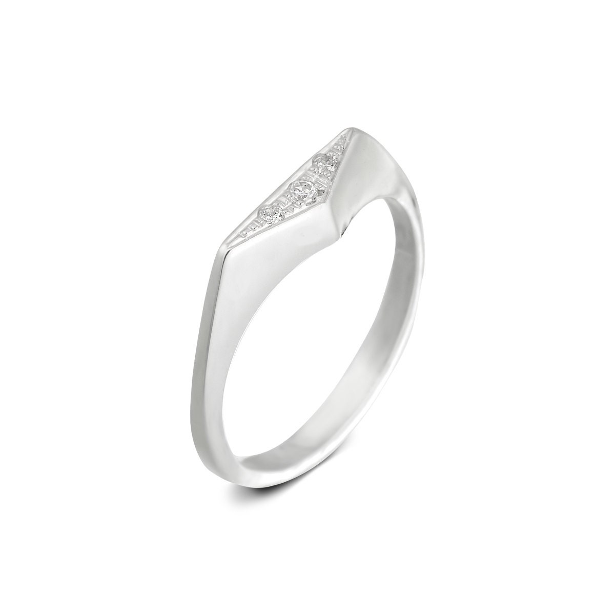 Unique engagement ring M odern ring White gold triangle Unique engagement ring M odern ring White gold triangle