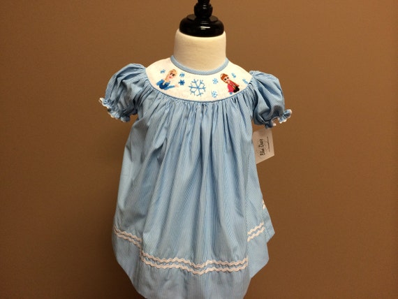 Hand smocked frozen bishop dress in stock by NauticalBuyNature