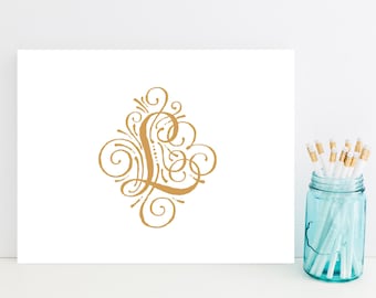Fancy Customized Initial Stationery - Fancy Personalized Stationary - Letter L Stationery - Flourish - Choose Your Initial