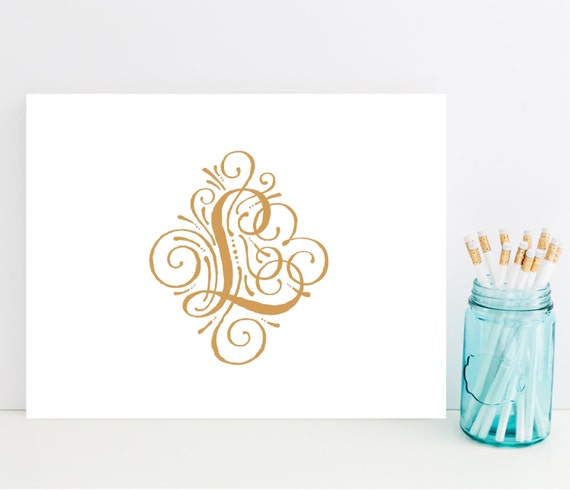 Fancy, flourish initial stationery - customize with your letter!