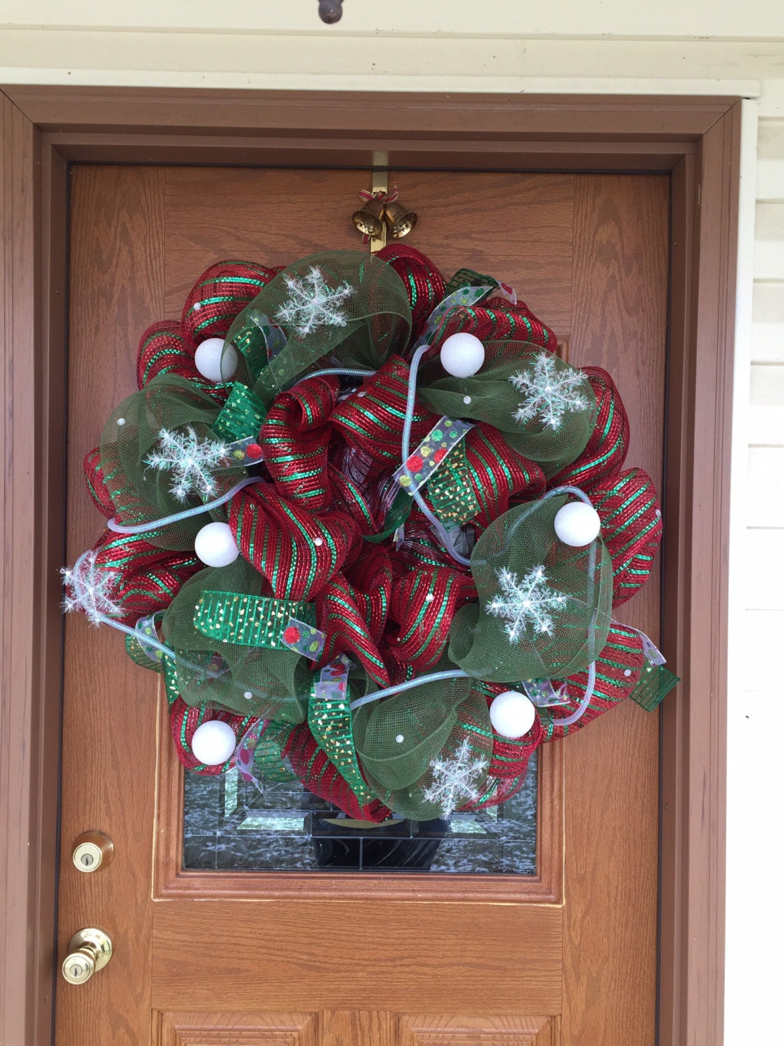 Christmas wreath with LED multicolor lights