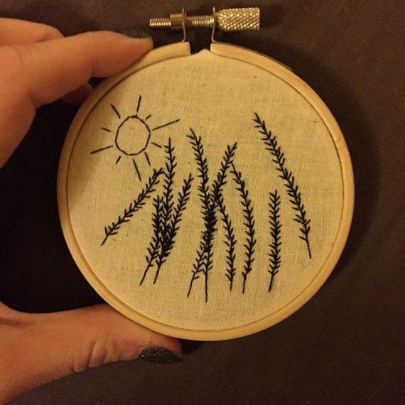 Prairie grass hand embroidery