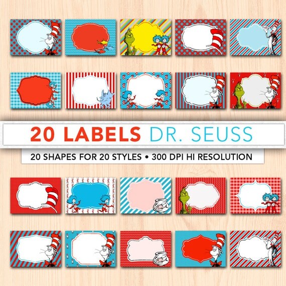 Digital labels20 x digital Dr Seuss tagsprintable