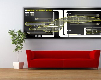 Star Trek Schematic LCARS USS Enterprise 1701-D Large Print