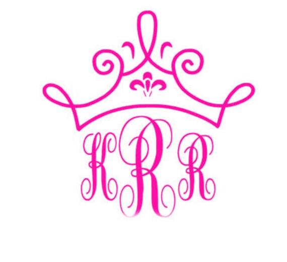 Princess Monogram Vinyl Decal Custom Tiara Vinyl