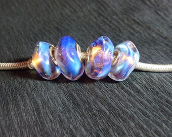 Lampwork large hole beads set - Periwinkle, Made to Order