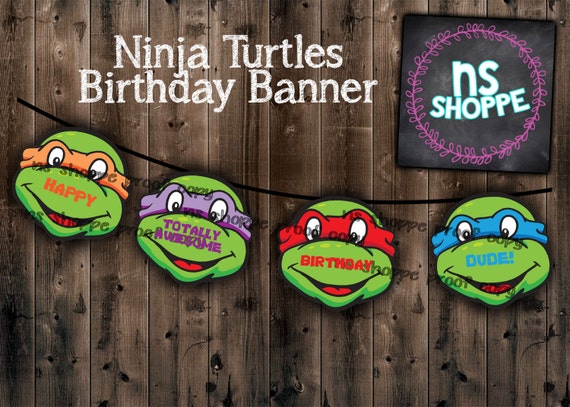 TNMT Happy Birthday Banner Ninja Turtles by TheKraftyBoutique
