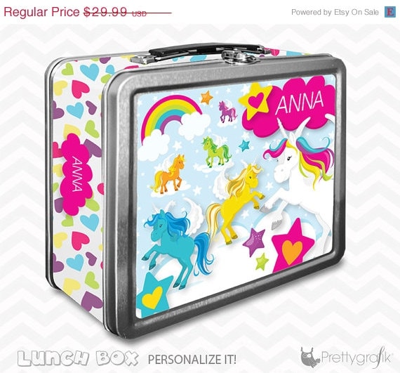 ON SALE Unicorn Lunch box personalized lunch by PrettygrafikGifts