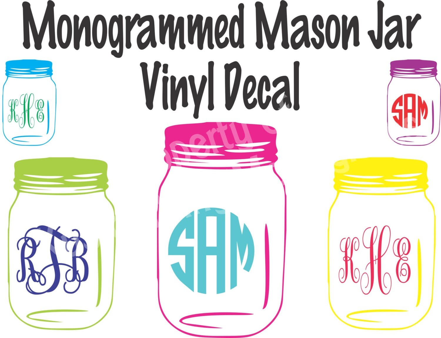 Monogrammed Mason Jar Vinyl Decal / Personalized Vinyl Car
