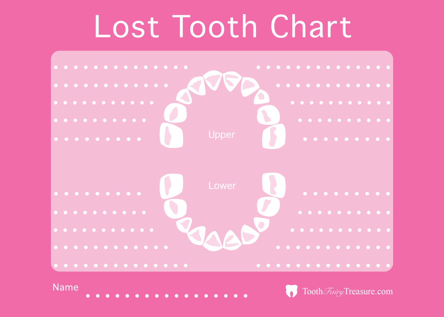 Lost Tooth Chart To Record Lost Baby Teeth Pink