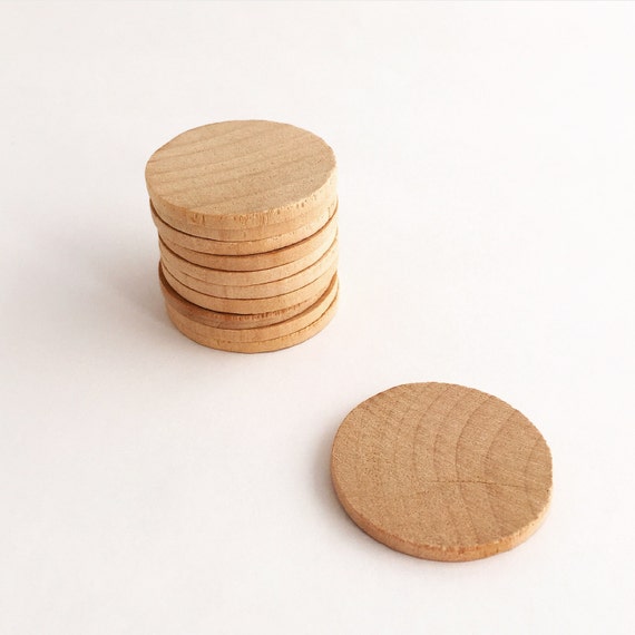 45 Unfinished Wooden Discs 1.5 inches by SupplyFeed10 on Etsy