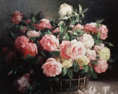 Painting â€œRosesâ€œ, Oil painting, Hand painted, oil painting on canvas FREE SHIPPING K21