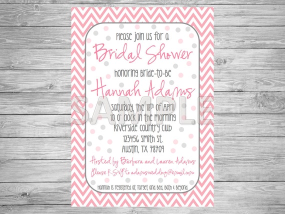 Pink And Gray Bridal Shower Invitations 5