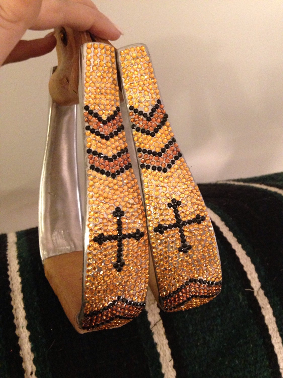 Custom Chevron Cross Bling Western Stirrups
