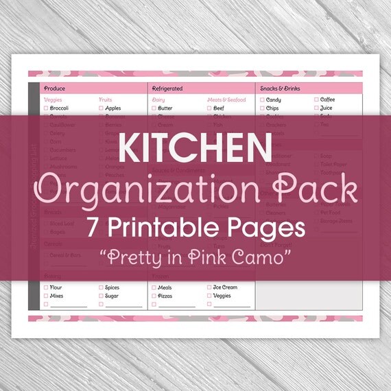 Printable Kitchen Planner Pink Camouflage Printable